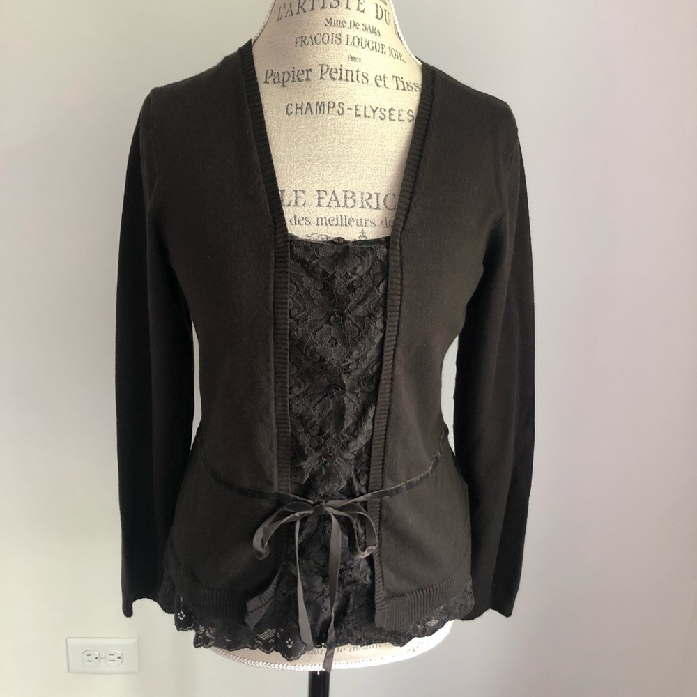 Nine West Lace Sweater with Tie Waist